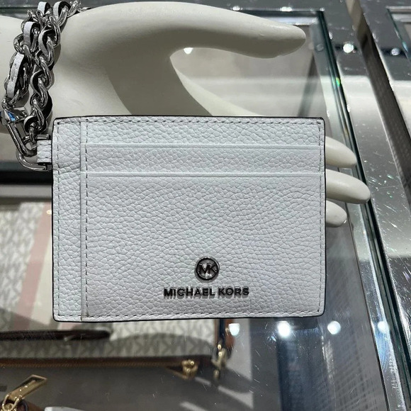 Small Pebbled Leather Chain Card Case - Picture 1 of 6